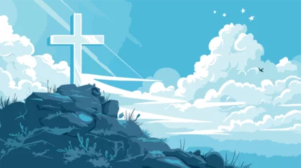 Plexiglas foto achterwand Christianity design over blue background vector illu © Quintessa