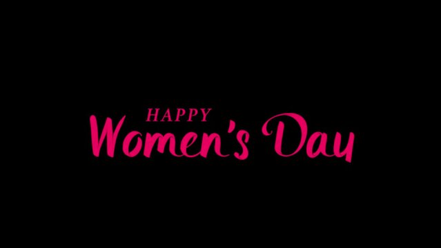 Happy Women's Day simple animation video greeting. 4k video greeting card. Alpha channel