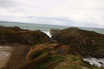 View on the Somocuevas Beach located in the autonomous community of Cantabria, Spain.