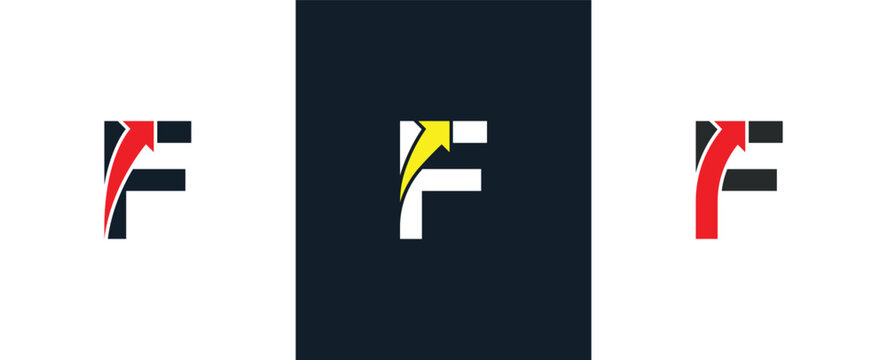 initial Letter F Arrow Logo Concept icon sign symbol Design Element. Financial, Consulting, Logistics Logotype. Vector illustration template