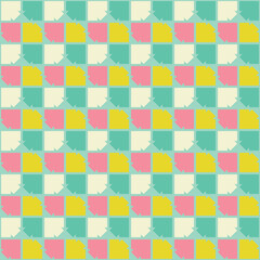 Geometric Seamless Repeat Patterns in Subtle Turquoise and Pink Colors. Perfect for Wallpapers, Backgrounds, Stationary Prints