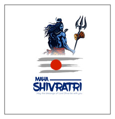 Greeting card for Hindu festival Maha Shivratri. Illustration of Lord Shiva,Indian God of Hindu for Shivratri with hindi text meaning om mahadev - 750988558