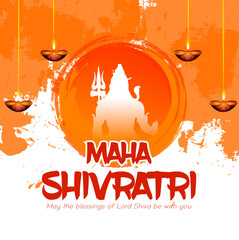 Greeting card for Hindu festival Maha Shivratri. Illustration of Lord Shiva,Indian God of Hindu for Shivratri with hindi text meaning om mahadev - 750988571