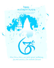 Greeting card for Hindu festival Maha Shivratri. Illustration of Lord Shiva,Indian God of Hindu for Shivratri with hindi text meaning om mahadev - 750988576