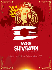 Greeting card for Hindu festival Maha Shivratri. Illustration of Lord Shiva,Indian God of Hindu for Shivratri with hindi text meaning om mahadev - 750988594