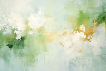 Abstract background with textured gradient soft pastel green and grey with distressed paint strokes on canvas