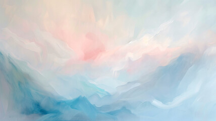 Ethereal Pastel Sky: Abstract Expressionist Cloudscape