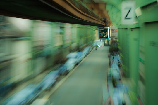 subway train in motion
