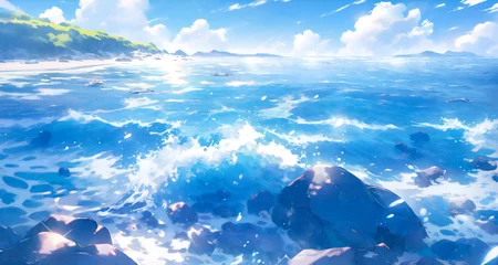 Tuinposter Sea near a shore, beautiful transparent water, background illustration © Agustin A