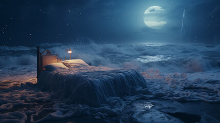 Bedroom melting into the ocean 