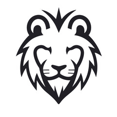 lion head black and white vector illustration isolated transparent background, logo, cut out or cutout t-shirt print design,  poster, baby products, packaging design, tribal tattoo