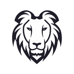 lion head black and white vector illustration isolated transparent background, logo, cut out or cutout t-shirt print design,  poster, baby products, packaging design, tribal tattoo