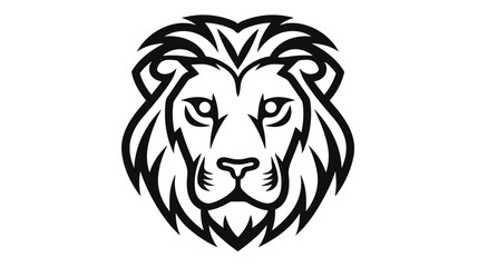 lion head black and white vector illustration isolated transparent background, logo, cut out or cutout t-shirt print design,  poster, baby products, packaging design, tribal tattoo
