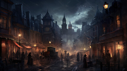 Fototapeta premium Time traveling adventure as a modern day cityscape