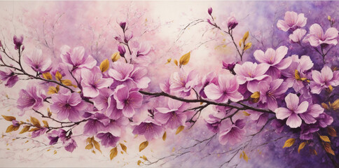 Cherry blossom branches, watercolor