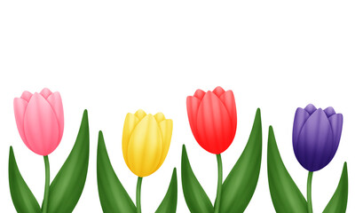 Illustration of colorful tulip flowers 