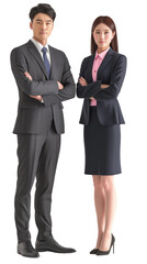 Asian business man and woman in transparent background