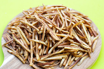 Crispy banana sticks. Fruit snack