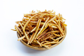 Crispy banana sticks. Fruit snack