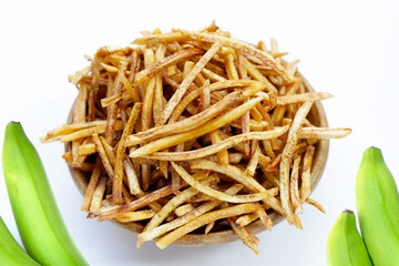 Crispy banana sticks. Fruit snack