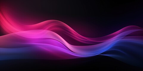 Vibrant color gradient on black background, abstract purple pink blue black poster design, copy...