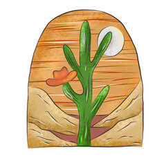 Cactus illustrations vintage design 