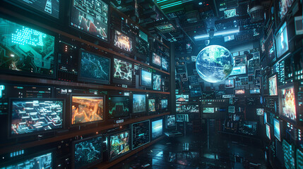  Digital contents concept. Social networking service. Streaming video. NFT. Non-fungible token.