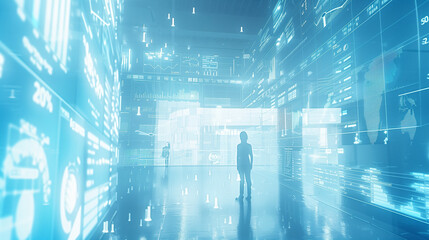 Digital transformation concept. System engineering Binary code Programming businessman working with a virtual AI technology diagram