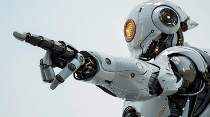 Fototapeta premium Unique robot character robot pointing