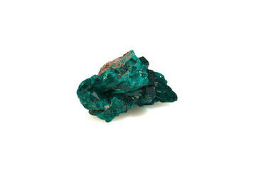 natural green dioptase rough gem on the background