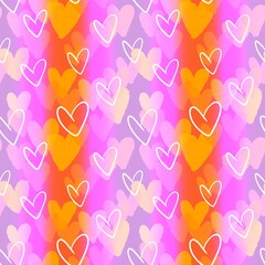 Watercolor valentines hearts seamless love pattern for wrapping paper and fabrics and kids clothes print