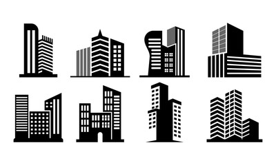 skyscraper building vector logo set template