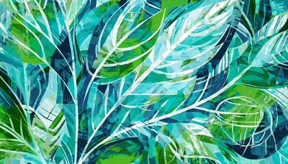 abstract blue green leaft painting color texture modern futuristic pattern multicolor dynamic background