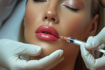 Beauty injection concept. Background with selective focus and copy space