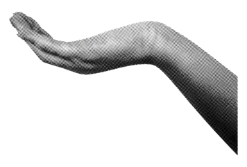 Foto op Aluminium open hand palm upwards isolated transparent background black white halftone dotted texture cutout collage element for mixed media design © Oleksandr Yashchuk