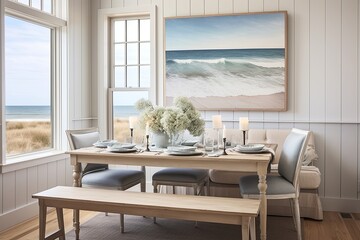 Coastal Cottage Dining Room: Beach Artwork, Light Woods, Serene Colors Inspiration