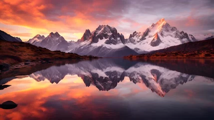 Foto auf Glas Panoramic view of Mount Cook at sunset, South Island, New Zealand © Iman