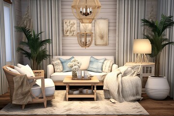 Gold & Crystal Coastal Cottage: Augmented Reality Centers & Woven Wall Hangings