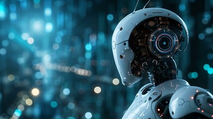Robot and Technology, artificial intelligence, futuristic, digital backdrop, advanced technology