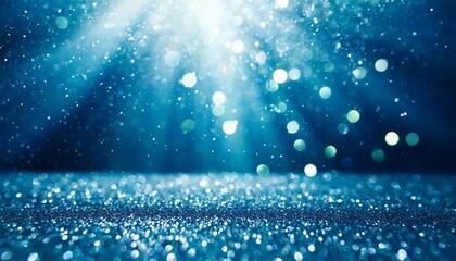 magic blue holiday abstract glitter background with blinking stars blurred bokeh of christmas lights happy new year and merry christmas banner festive backdrop - obrazy, fototapety, plakaty