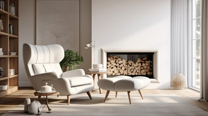 A stylish living room featuring a luxurious modern armchair