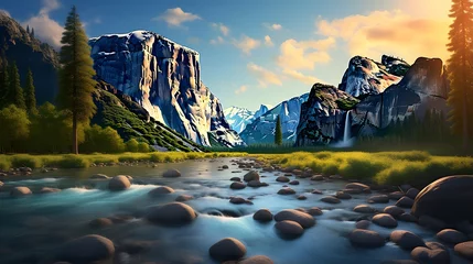 Foto auf Acrylglas Antireflex Panoramic view of the Yosemite Valley in California, USA. © Iman