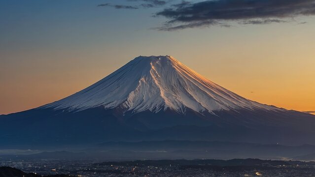 mountain Fuji at sunset time background photo