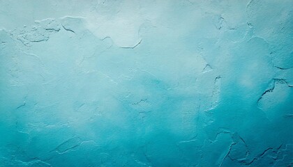 beautiful abstract grunge decorative light blue cyan painted stucco wall texture handmade rough paper wide background with copy space