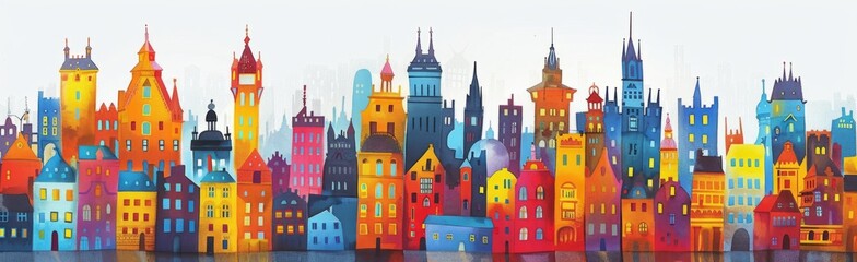 Fototapeta premium painted city skyline Generative AI