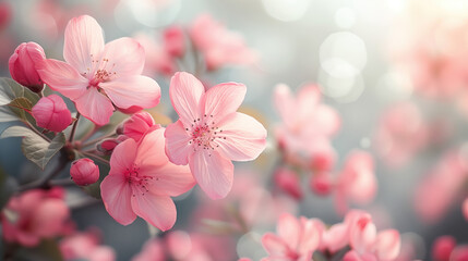 Blossoming pink spring flowers background.