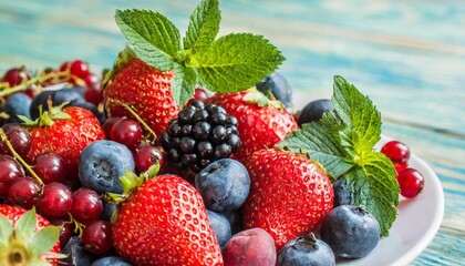 sweet ripe berries on color background