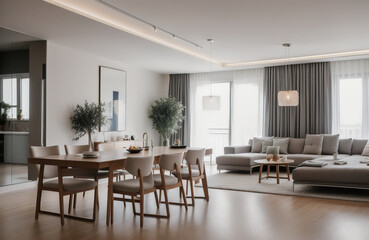 Fototapeta premium Modern interior of a new house, bright style.
