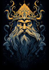 Fototapeta premium Viking face - vector art minimalist representation, Valhalla