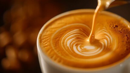 Rich Crema and Swirling Aroma, espresso, closeup, aromatic, freshly brewed